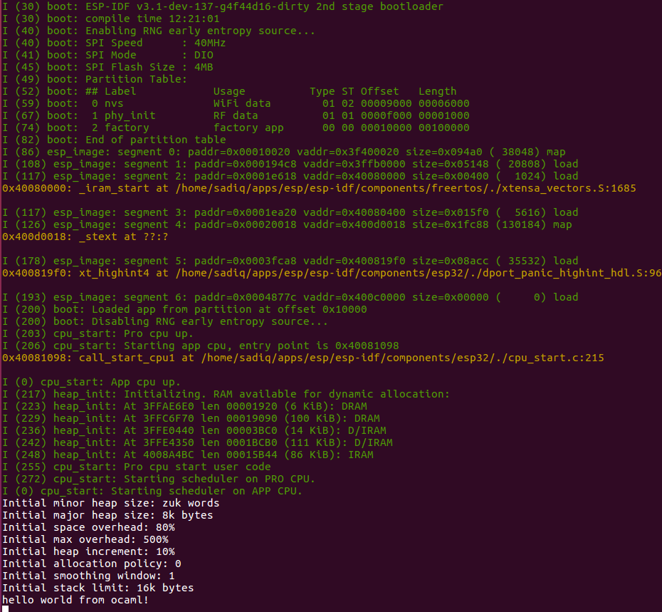 Hello from OCaml! Hello from OCaml!